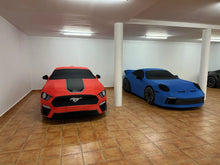 Load image into Gallery viewer, a mustang and a porsche covered by our printed made to measure covers 
